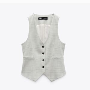Zara Light Gray Checkered Vest